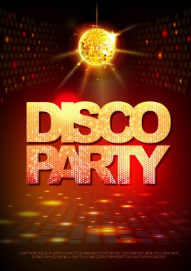 Disko topu arka plan. Disko parti poster. Neon