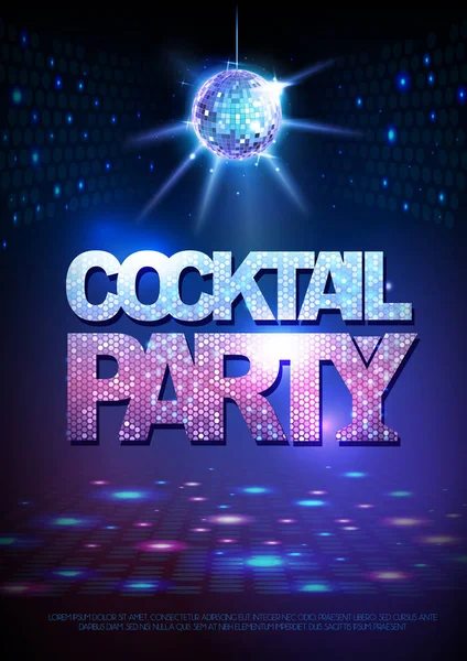Sfondo sfera discoteca. Discoteca poster cocktail party. Neon — Vettoriale Stock