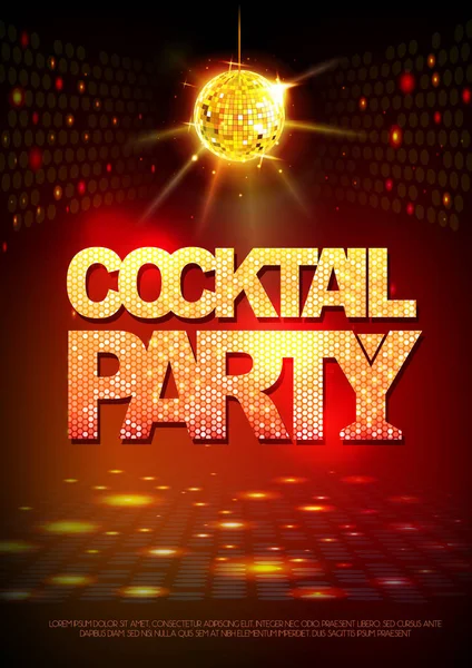 Disco ball background. Disco poster cocktail party. Neon — Stock Vector