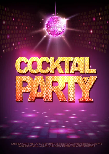Discokugel Hintergrund. Disco-Poster-Cocktailparty. Neon — Stockvektor
