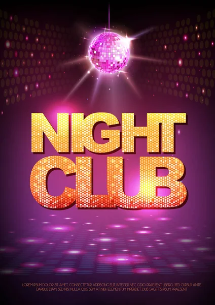 Sfondo sfera discoteca. Disco poster night club. Neon — Vettoriale Stock