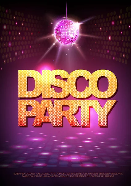 Fond de balle disco. Affiche de fête disco. Néon — Image vectorielle