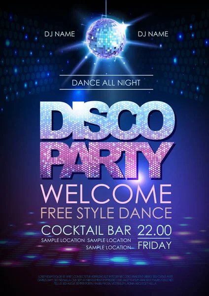 Tło kulę. Disco party plakat. Neon — Wektor stockowy