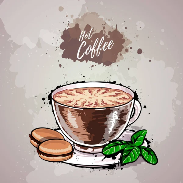 Ручная иллюстрация чашки кофе или горячего шоколада — стоковый вектор