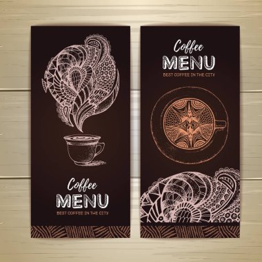 Kahve menü tasarımı. Kahve ya da çay dekoratif kroki