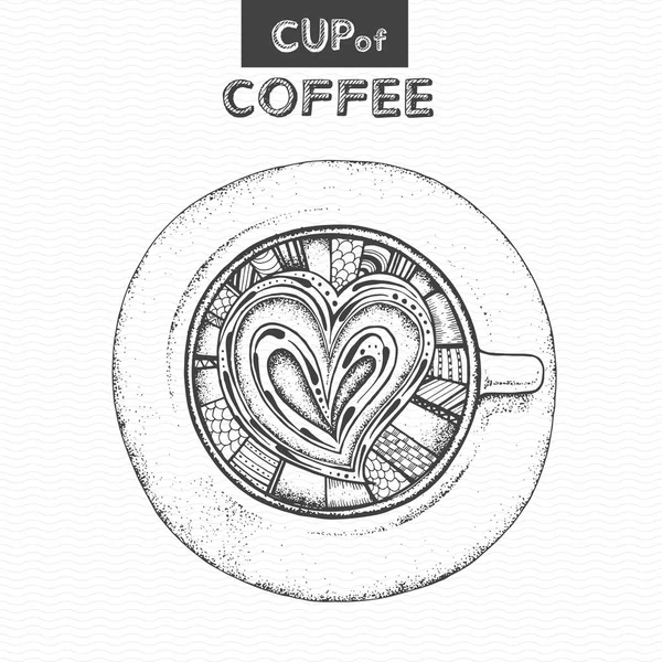 Desenho decorativo de xícara de café ou chá — Vetor de Stock