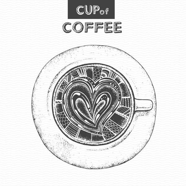 Dekorative Skizze einer Tasse Kaffee oder Tee — Stockvektor
