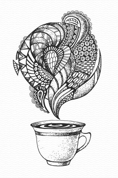 Dekorative Skizze einer Tasse Kaffee oder Tee — Stockvektor