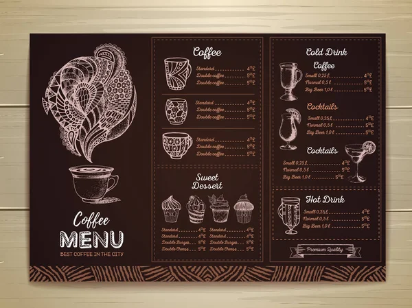 Design menu caffè vintage — Vettoriale Stock