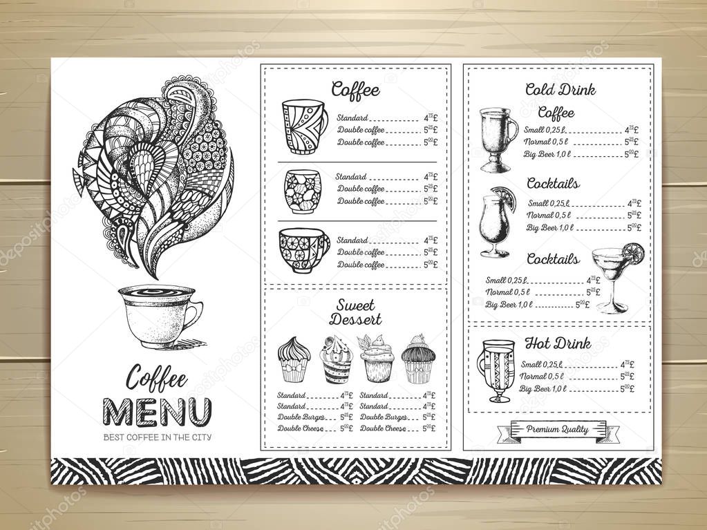 Vintage coffee menu design