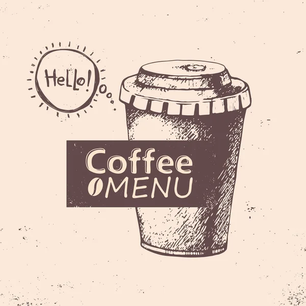 Una tazza di caffè. Illustrazione vettoriale. Design del menu — Vettoriale Stock