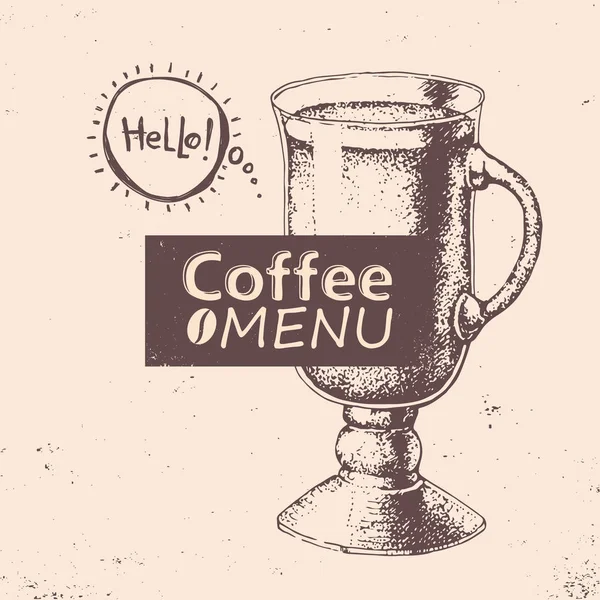 Une tasse de café. Illustration vectorielle. Conception de menu — Image vectorielle