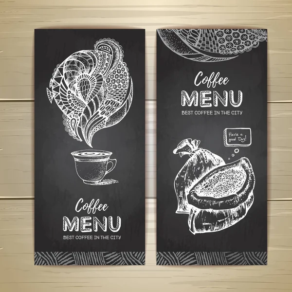 Dibujo de tiza. Diseño de menú de café. Bosquejo decorativo de taza de café — Archivo Imágenes Vectoriales