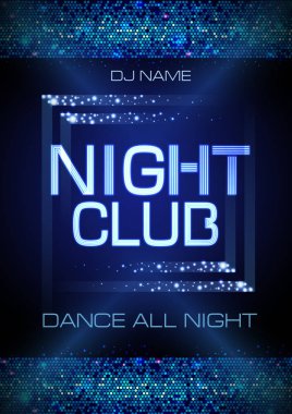 Neon işareti. Gece kulübü disko parti poster