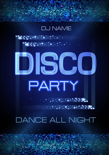 Leuchtreklame. Disco-Party-Plakat — Stockvektor