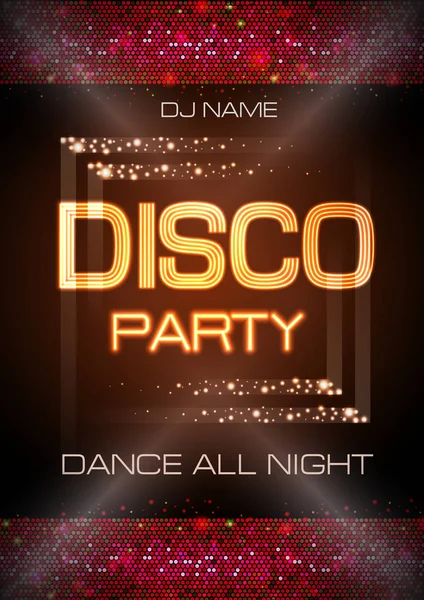 Lichtreclame. Disco party poster — Stockvector