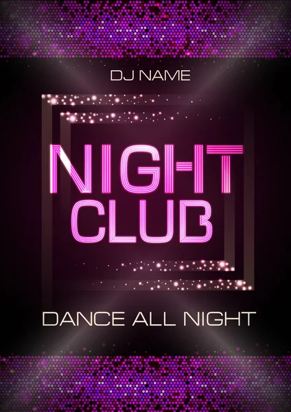 Neon sign. Night club disco party poszter — Stock Vector