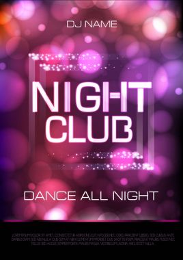 Neon işareti. Gece kulübü disko parti poster