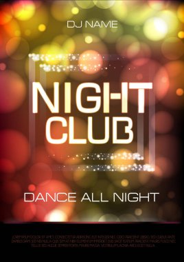 Neon işareti. Gece kulübü disko parti poster