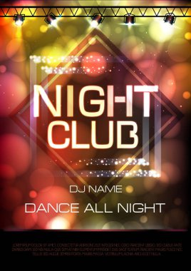Neon işareti. Gece kulübü disko parti poster