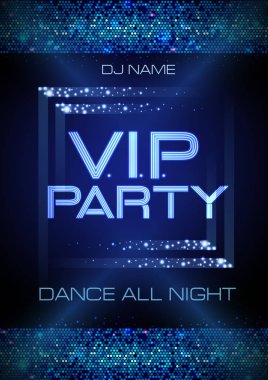 Neon işareti. V.I.P. parti. Disko poster