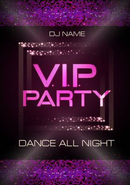 Neon işareti. V.I.P. parti. Disko poster