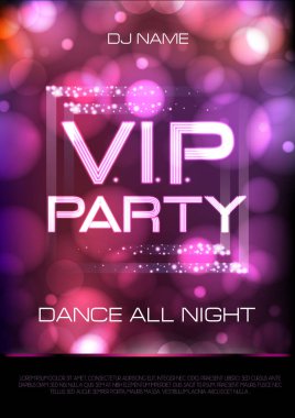 Neon işareti. V.I.P. parti. Disko poster