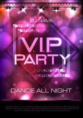 Neon işareti. V.I.P. parti. Disko poster