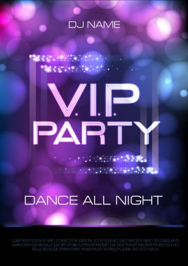 Neon işareti. V.I.P. parti. Disko poster