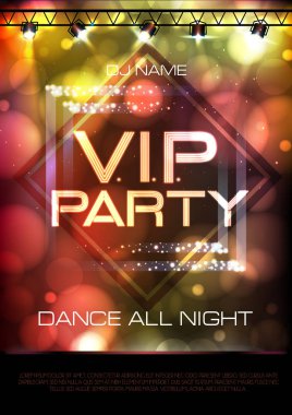 Neon işareti. V.I.P. parti. Disko poster
