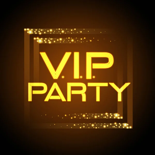 Signo de neón. V.I.P. fiesta. Cartel discográfico — Vector de stock