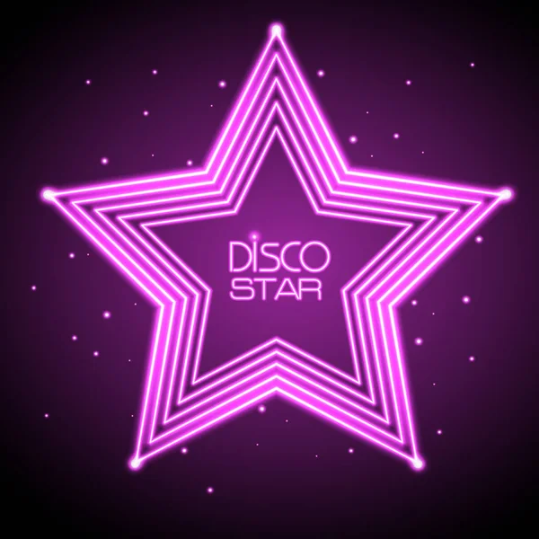 Signo de neón de estrella disco — Vector de stock