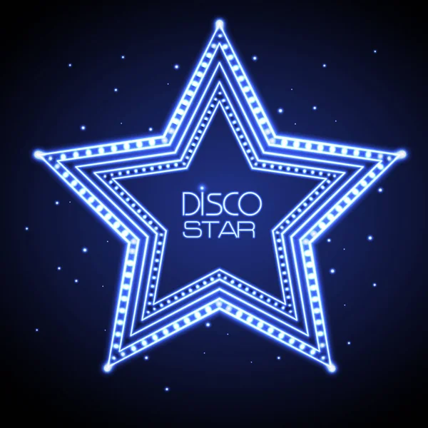 Neon sign of disco star — Stock Vector