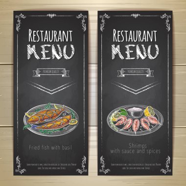 Restoran Menü tebeşir çizim afiş kümesi