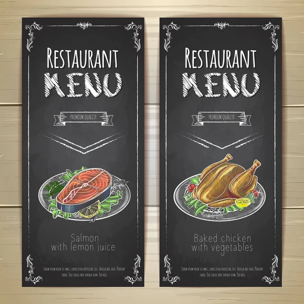 Conjunto de banners de desenho de giz de menu de restaurante — Vetor de Stock