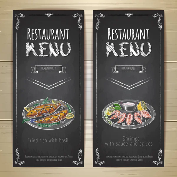 Set of restaurant menu chalk drawing banners — Stock Vector