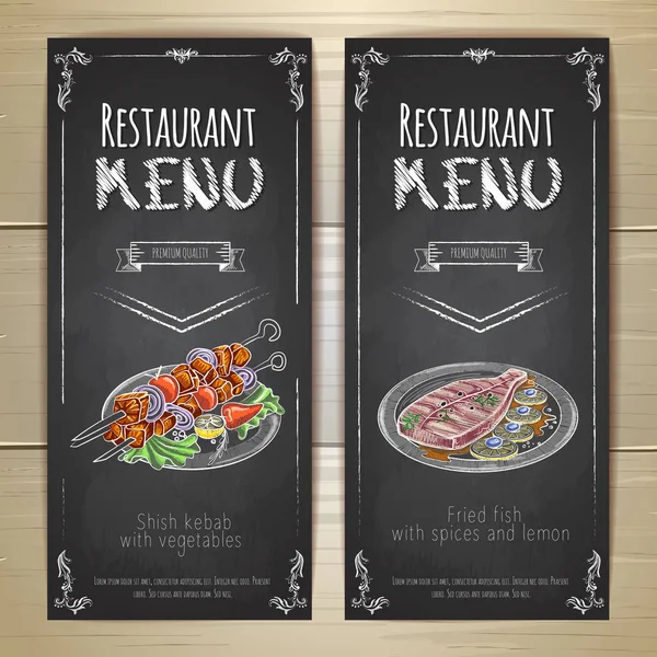 Set of restaurant menu chalk drawing banners — Stock Vector