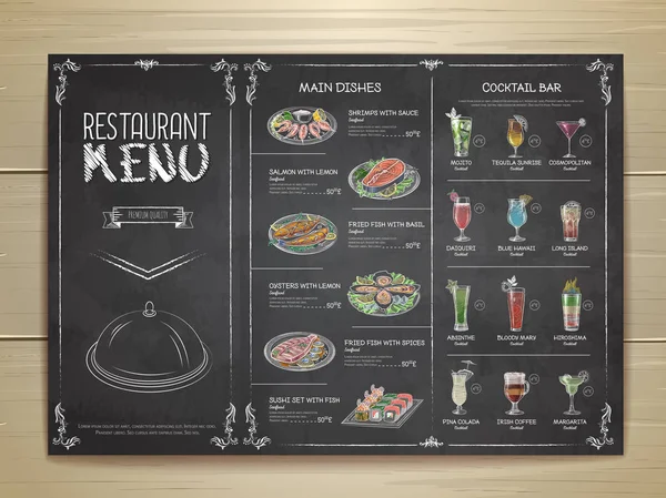 Tiza dibujo restaurante menú diseño — Vector de stock