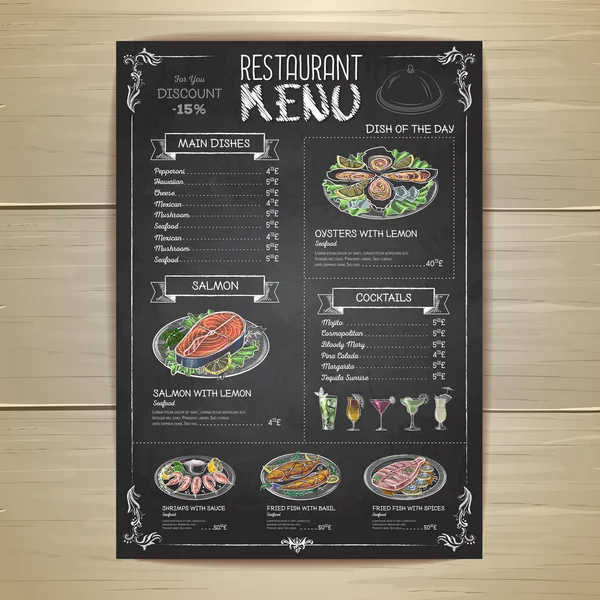 Dessin à la craie restaurant menu design — Image vectorielle