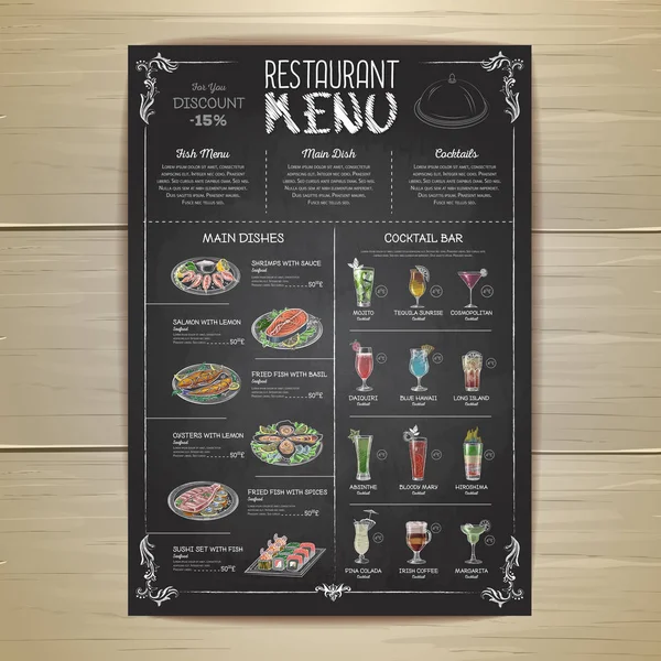 Desenho de giz design de menu restaurante — Vetor de Stock