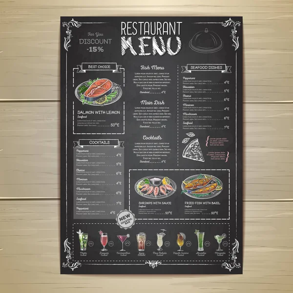 Chalk disegno ristorante menu design — Vettoriale Stock