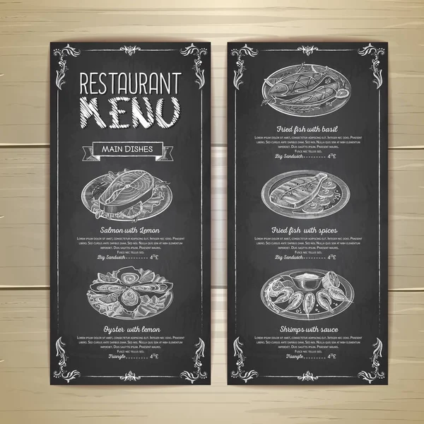粉笔画画餐厅菜单设计 — 图库矢量图片