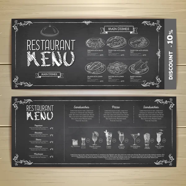 Kreide Zeichnung Restaurant Menü Design — Stockvektor