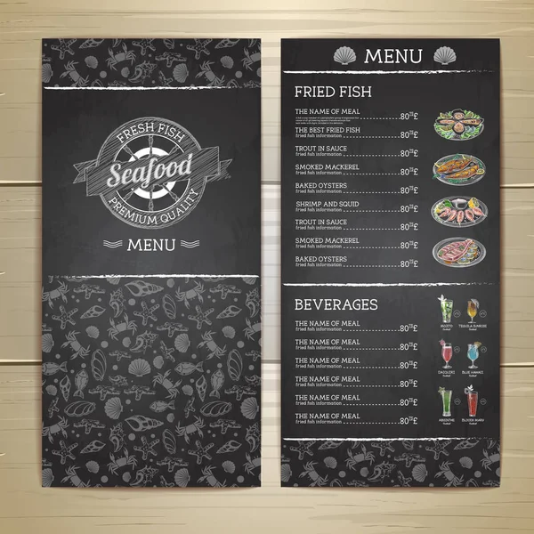 Chalk menggambar desain menu restoran - Stok Vektor