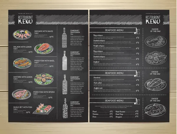 Σχέδιο Σχεδιασμός μενού εστιατόριο με κιμωλία — Διανυσματικό Αρχείο