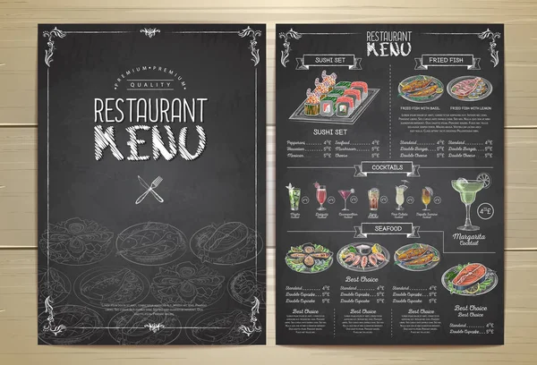 Дизайн меню ресторана рисования мелом — стоковый вектор