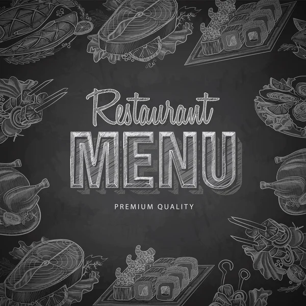 Tiza dibujo tipografía restaurante menú diseño — Vector de stock