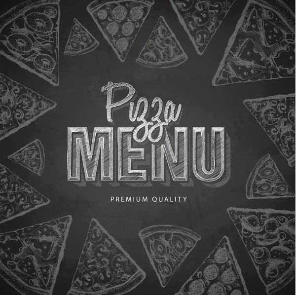 Chalk drawing typography pizza menu design — Stock Vector