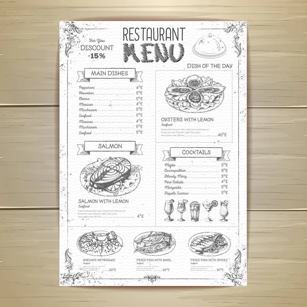 Handzeichnung Restaurant Menü Design — Stockvektor