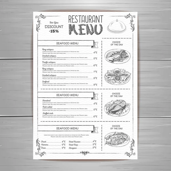 Desenho à mão design de menu restaurante — Vetor de Stock